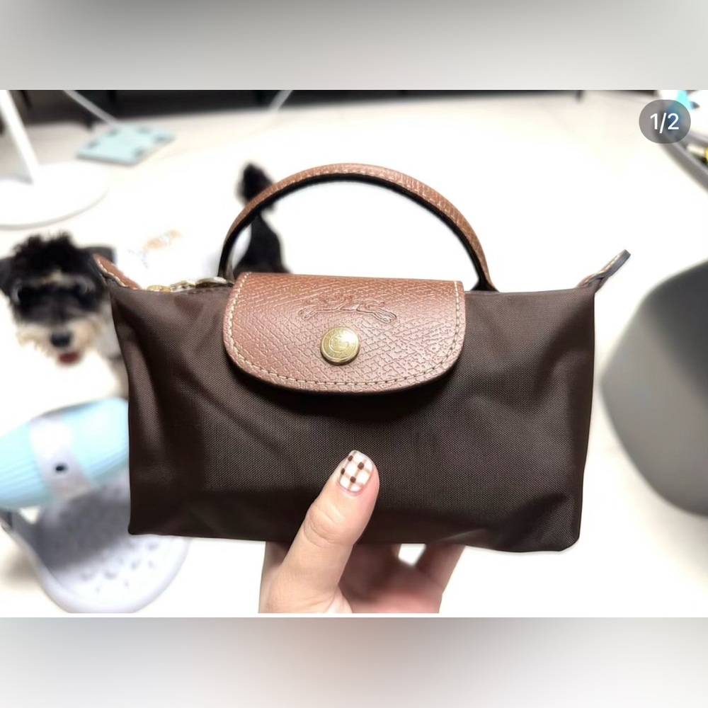 Longchamp‎ Le Pliage mini make-up bag coffee brown color - Picture 2 of 10